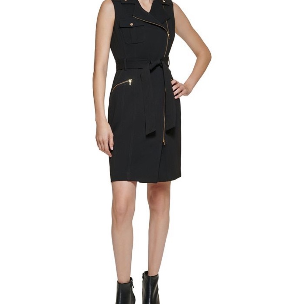 Calvin Klein Black Midi Dress with Gold Accents - Picture 6 of 7